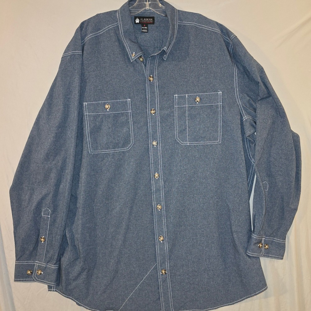 Alaskan Hardgear Button Up Shirt 2XL Tall Mens Blue Contrast Stitch Duluth